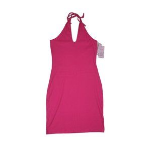 Wild Fable Dress Women's Size Large Pink Bodycon Ribbed Halter New With Tag